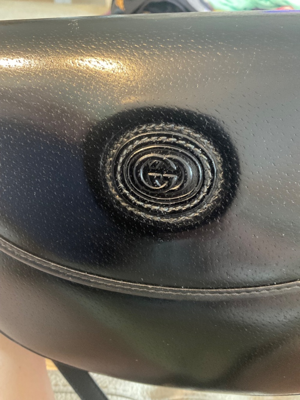GUCCI VTG Authentic Black Coated Pebbled Crossbody Bag - Picture 2 of 9